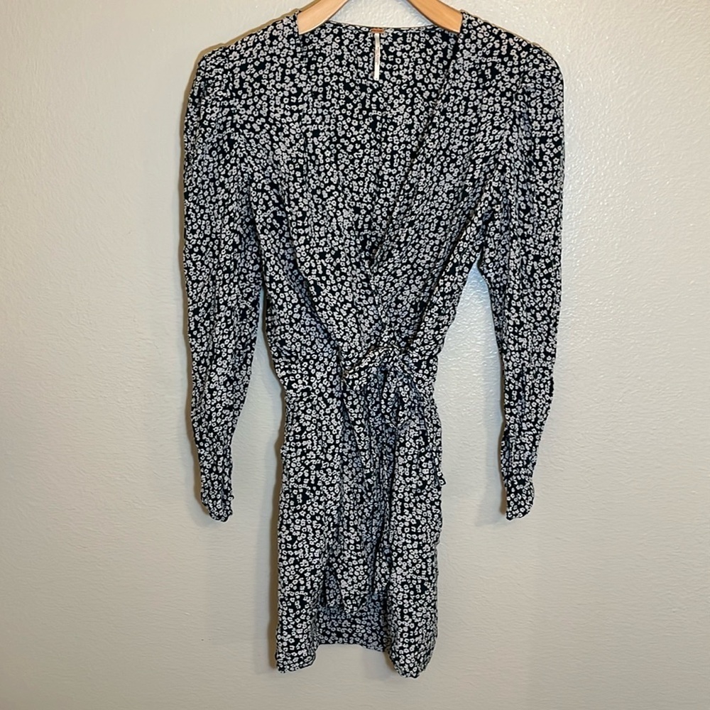 Free People Green White Floral Wrap Style Dress